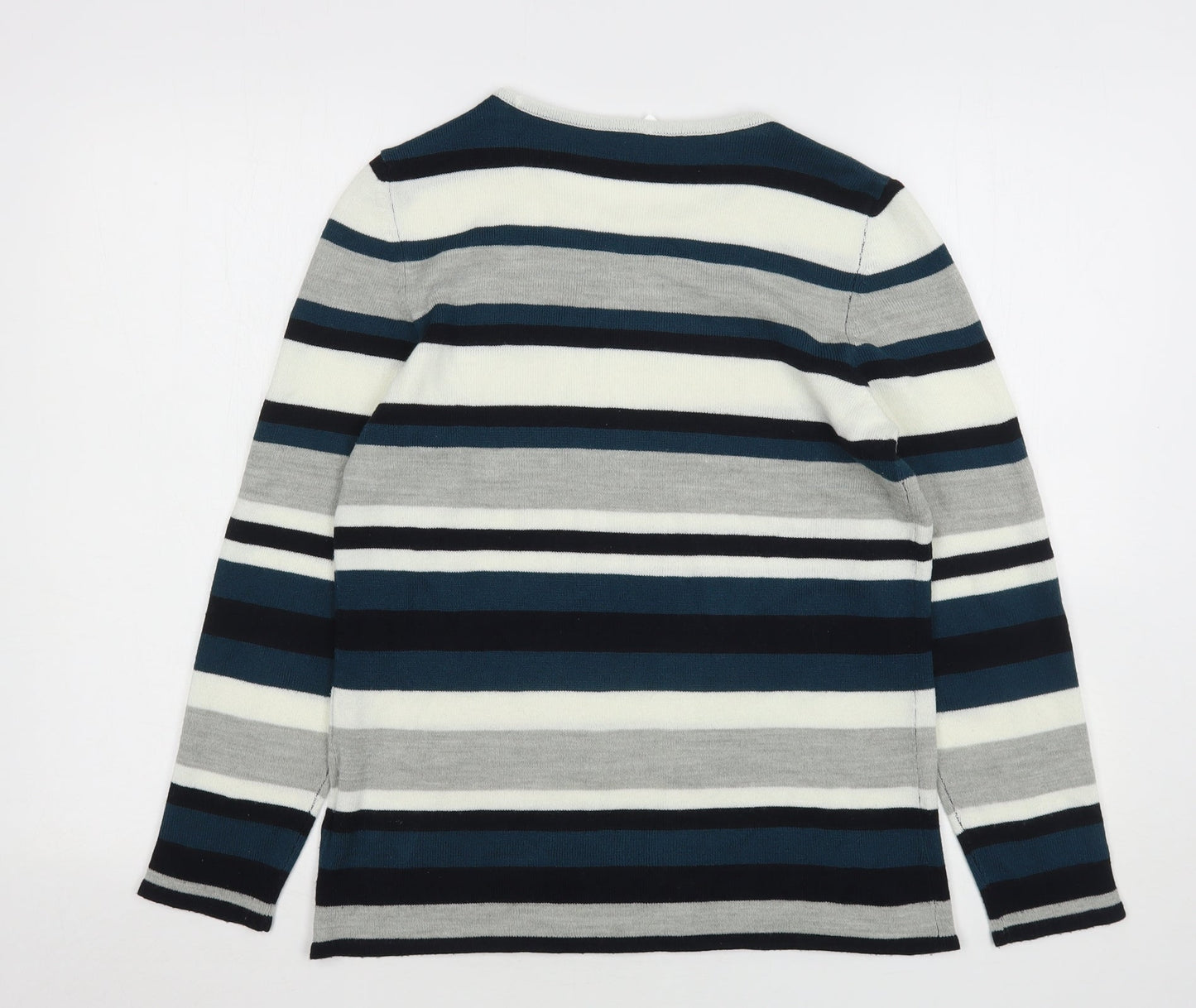 Preworn Womens Multicoloured Round Neck Striped Acrylic Pullover Jumper Size 12