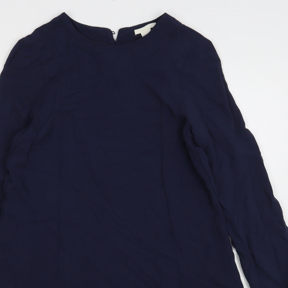 H&M Womens Blue  Viscose A-Line  Size 6  Round Neck