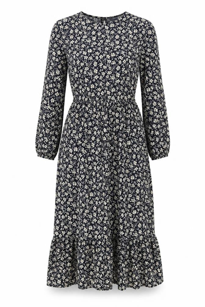 Primark Womens Blue Floral Viscose A-Line  Size 6  Round Neck