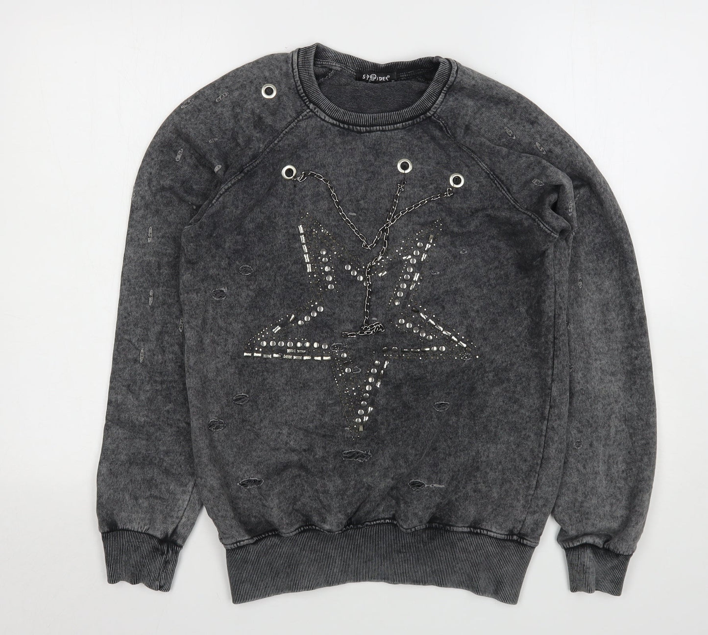 Sponder Womens Grey  Cotton Pullover Sweatshirt Size M