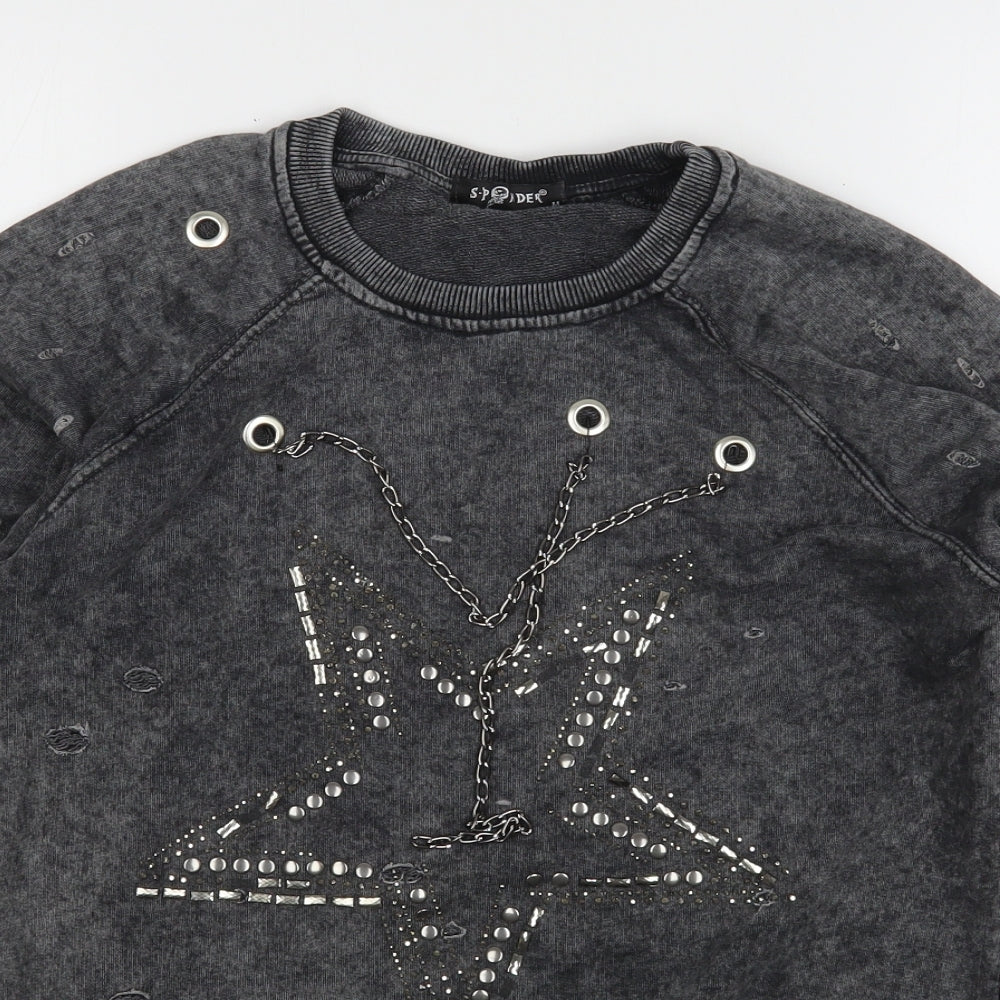 Sponder Womens Grey  Cotton Pullover Sweatshirt Size M