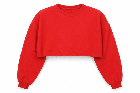 PRETTYLITTLETHING Womens Red  Cotton Pullover Sweatshirt Size L   - Cropped