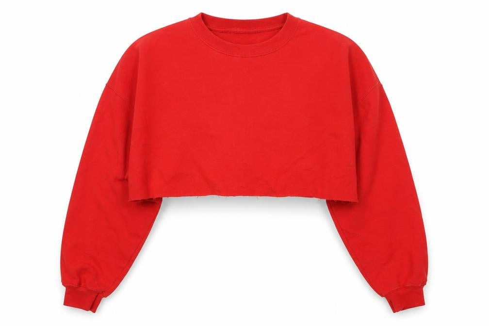 PRETTYLITTLETHING Womens Red  Cotton Pullover Sweatshirt Size L   - Cropped