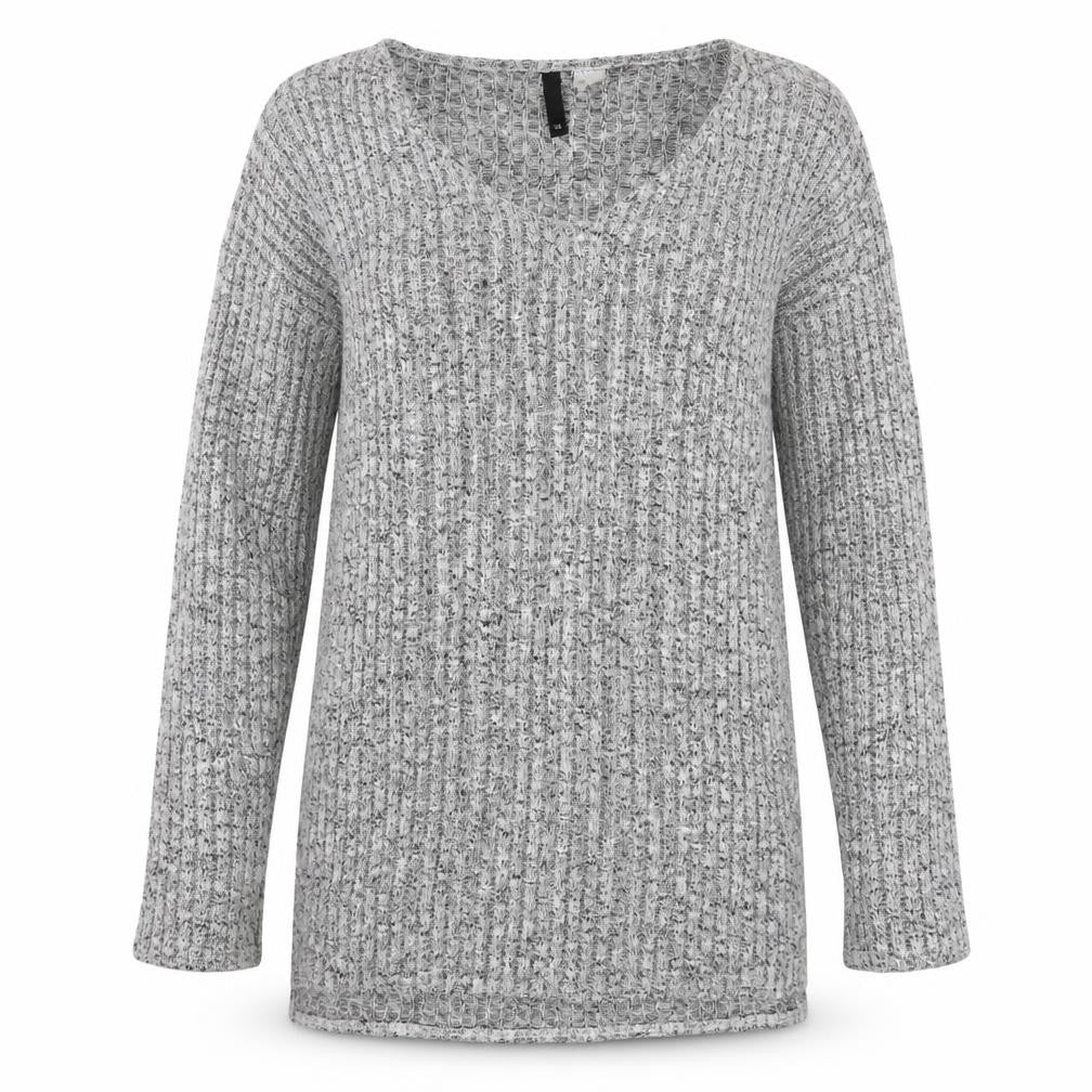 H&M Womens Grey V-Neck  Viscose Pullover Jumper Size S