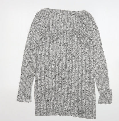 H&M Womens Grey V-Neck  Viscose Pullover Jumper Size S