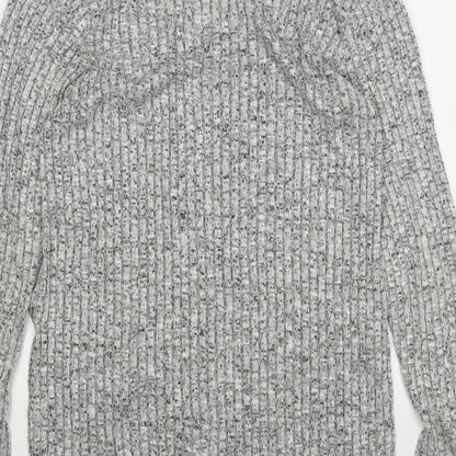 H&M Womens Grey V-Neck  Viscose Pullover Jumper Size S