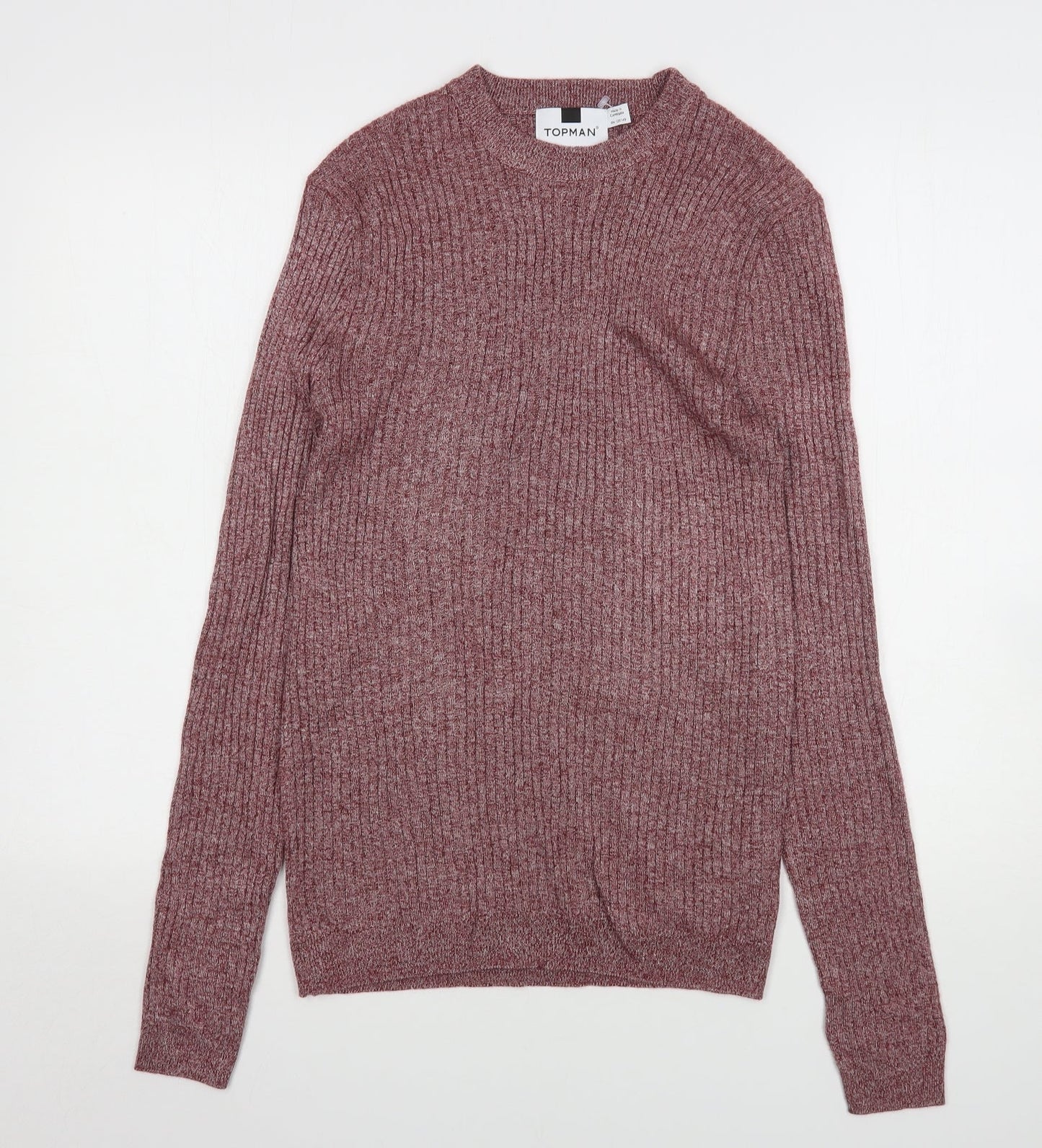 Topman Mens Red Round Neck  Acrylic Pullover Jumper Size L