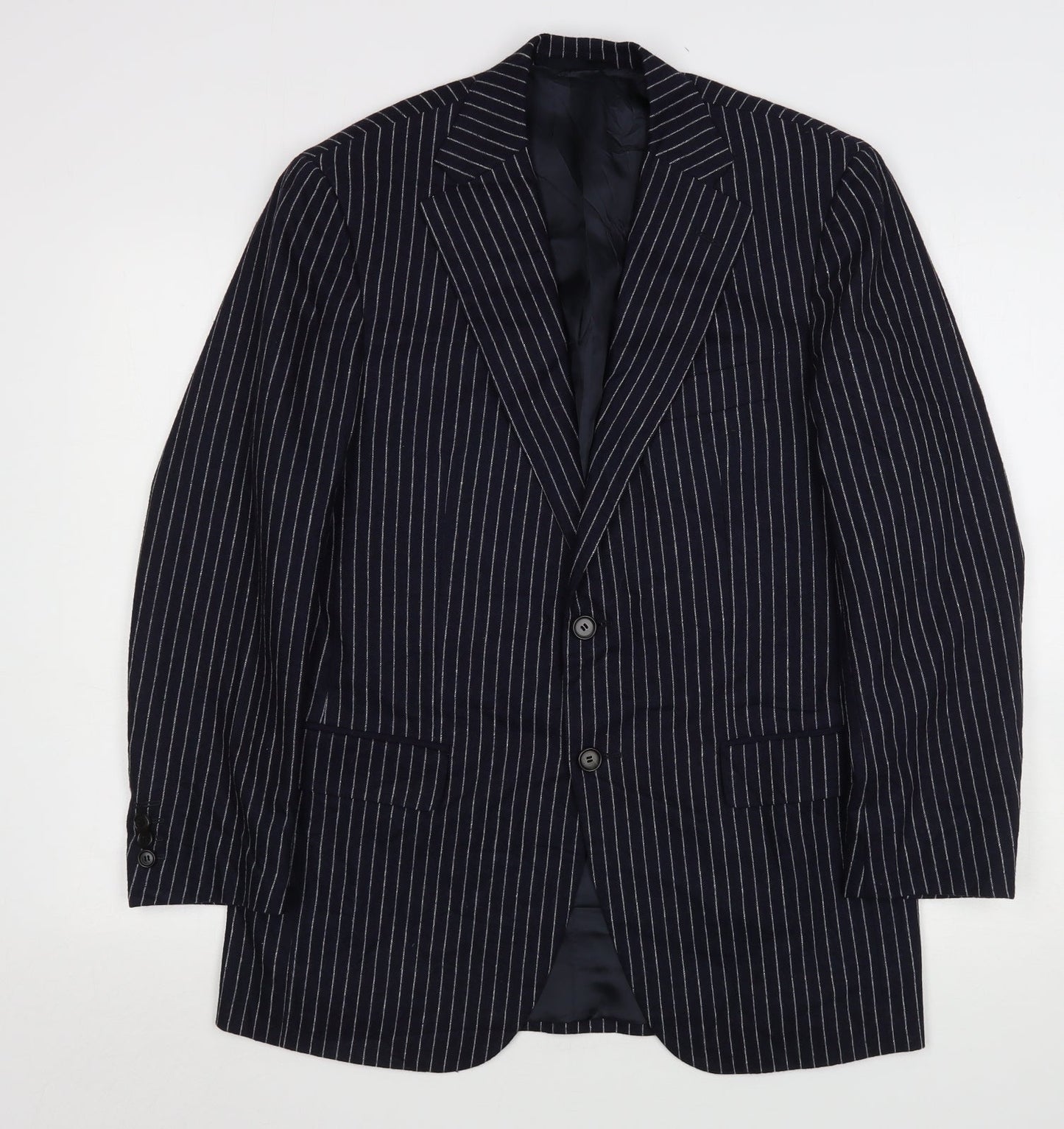 VIP Mens Grey Striped Wool Jacket Suit Jacket Size 42