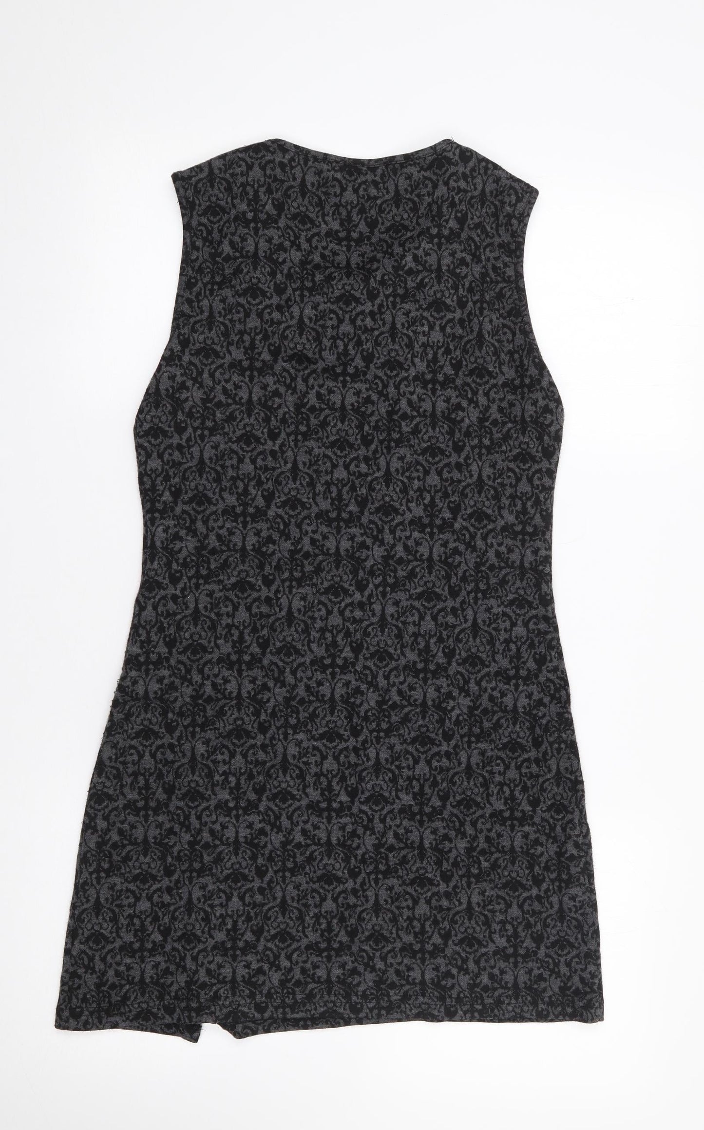 Select Womens Grey Floral Polyester Bodycon  Size 10  Roll Neck Pullover
