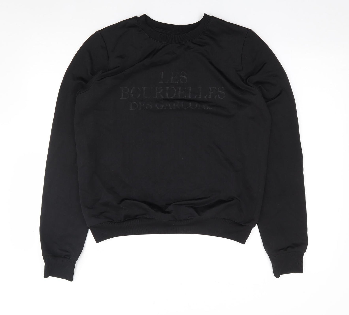 Les Bourdelles Des Carcons Womens Black Crew Neck  Polyester Pullover Jumper Size S
