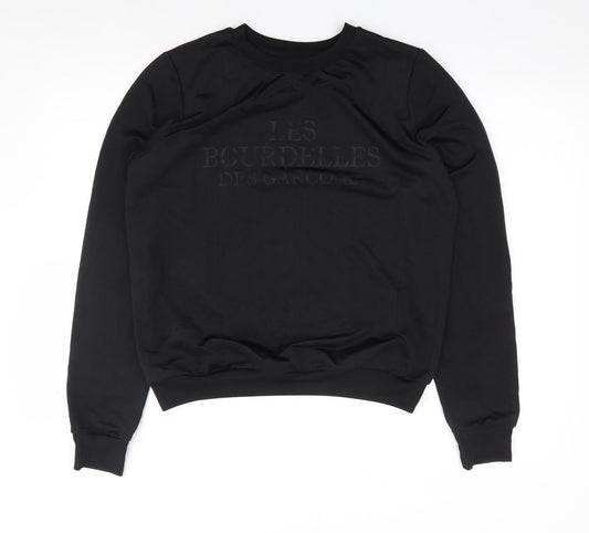Les Bourdelles Des Carcons Womens Black Crew Neck  Polyester Pullover Jumper Size S