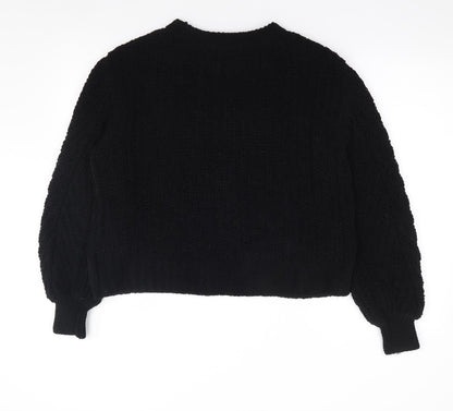 H&M Womens Black Round Neck  Polyester Pullover Jumper Size S