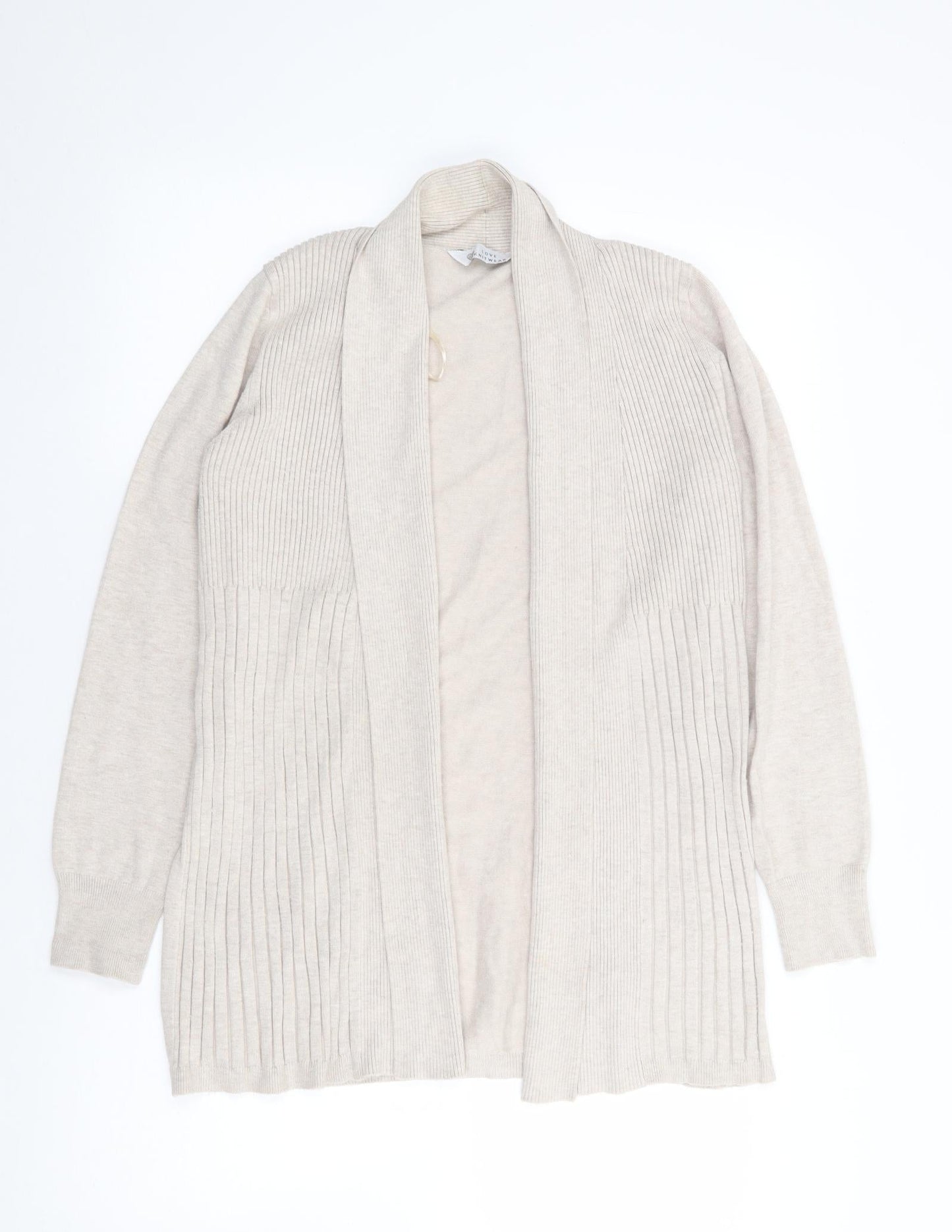 BHS Womens Beige V-Neck  Viscose Cardigan Jumper Size 12