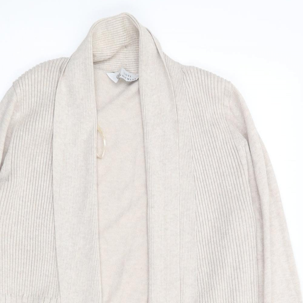 BHS Womens Beige V-Neck  Viscose Cardigan Jumper Size 12