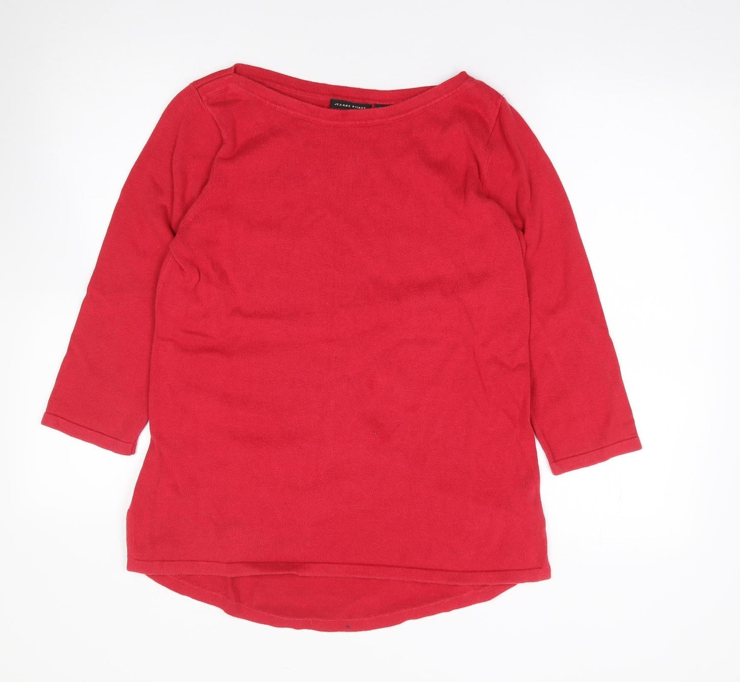 Jeanne Pierre Womens Red Round Neck  100% Cotton Pullover Jumper Size S