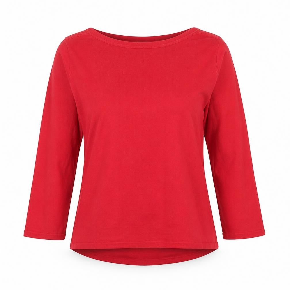 Jeanne Pierre Womens Red Round Neck  100% Cotton Pullover Jumper Size S