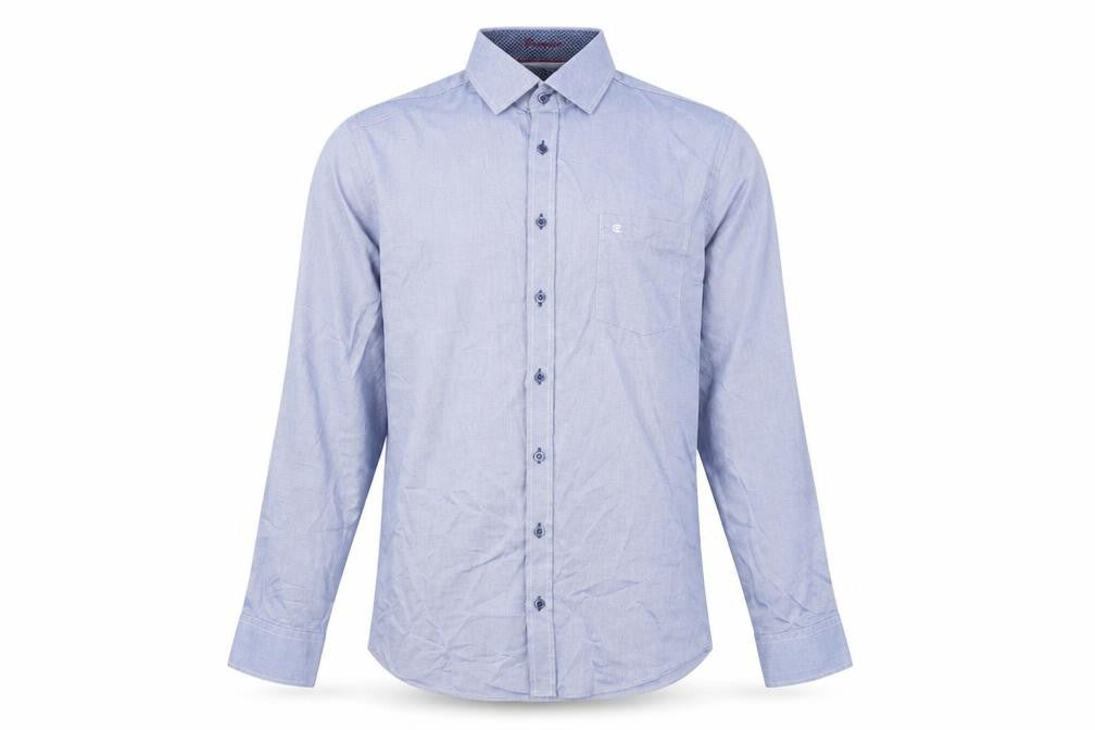 CASAMODA Mens Blue  Cotton  Button-Up Size L Collared