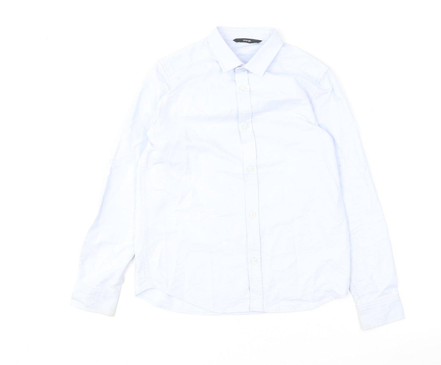 George Boys Blue  Cotton Basic Button-Up Size 10-11 Years Collared