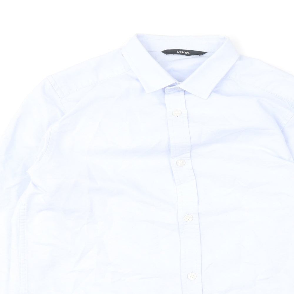 George Boys Blue  Cotton Basic Button-Up Size 10-11 Years Collared