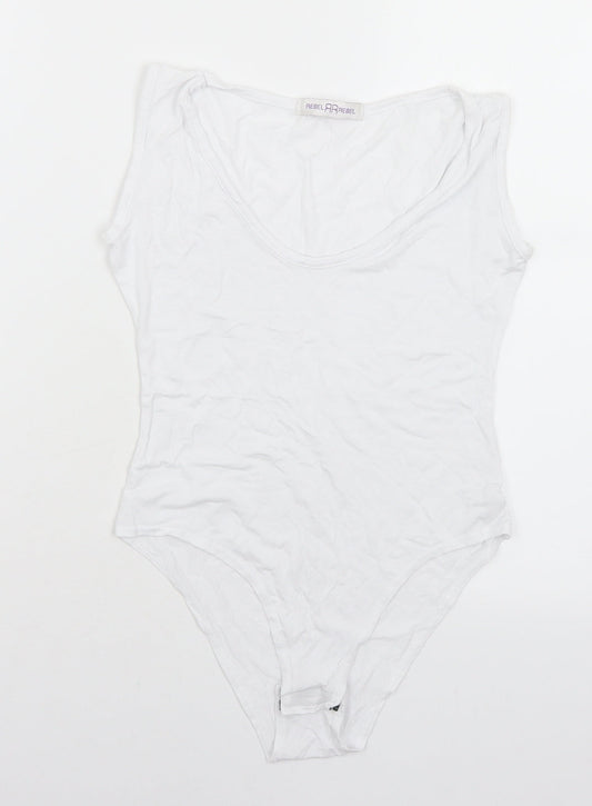 Rebel Womens White  Viscose Unitard One-Piece Size 10  Snap