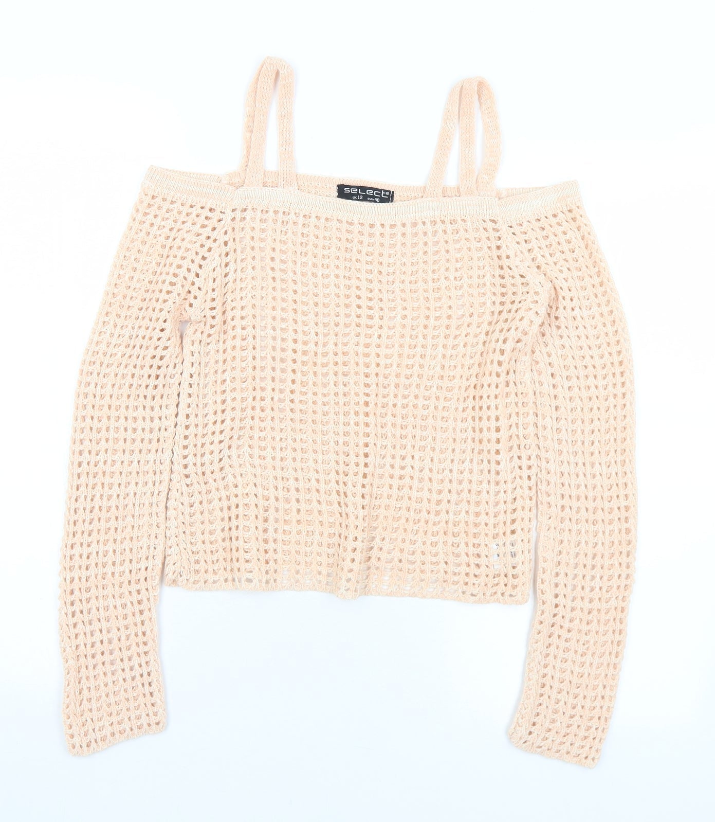 Select Womens Pink Square Neck  Acrylic Pullover Jumper Size 12