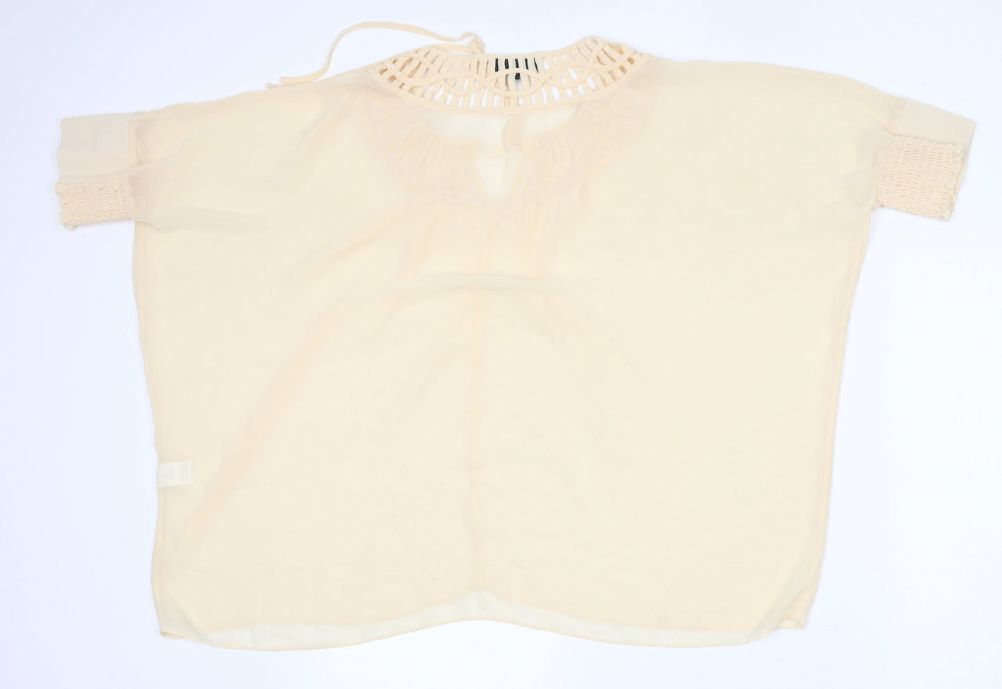 Warehouse Womens Beige  Polyester Basic Blouse Size 10 Round Neck