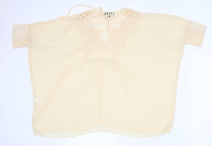 Warehouse Womens Beige  Polyester Basic Blouse Size 10 Round Neck