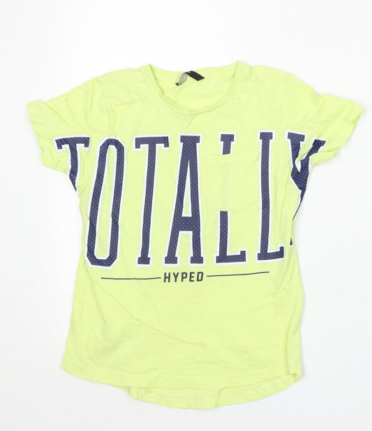 George Girls Green  Cotton Basic T-Shirt Size 8-9 Years Round Neck
