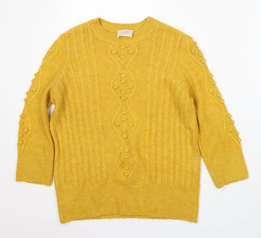 Savior Womens Yellow Round Neck  Polyester Pullover Jumper Size XS