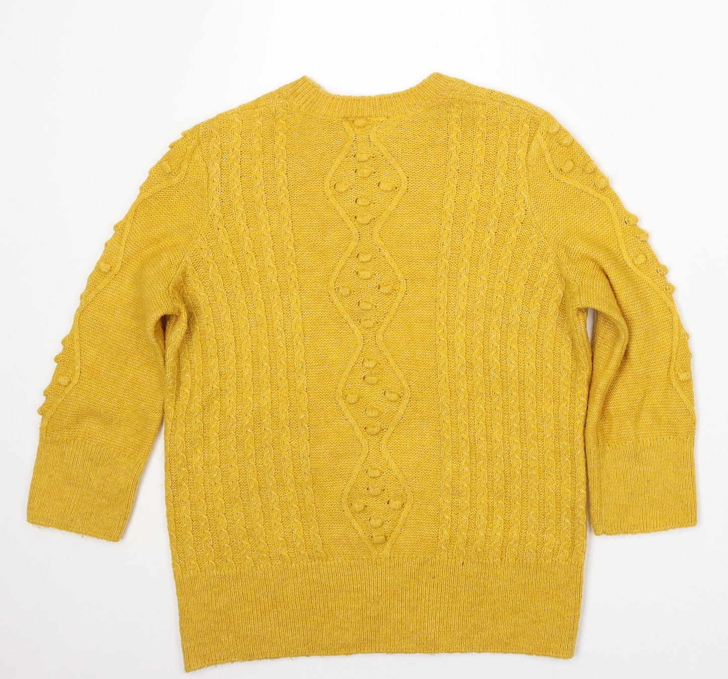 Savior Womens Yellow Round Neck  Polyester Pullover Jumper Size XS