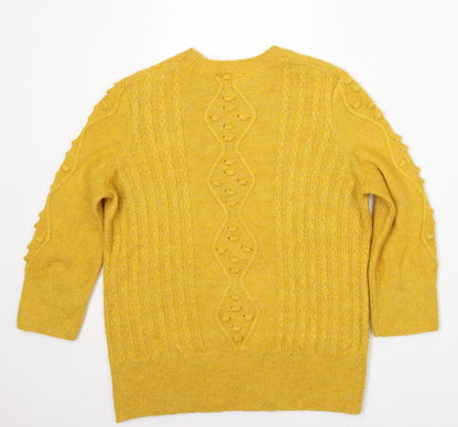 Savior Womens Yellow Round Neck  Polyester Pullover Jumper Size XS