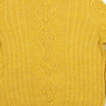 Savior Womens Yellow Round Neck  Polyester Pullover Jumper Size XS