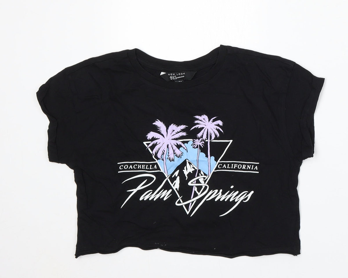 915 Generation Girls Black  Cotton Basic T-Shirt Size 10-11 Years Round Neck  - Coachella