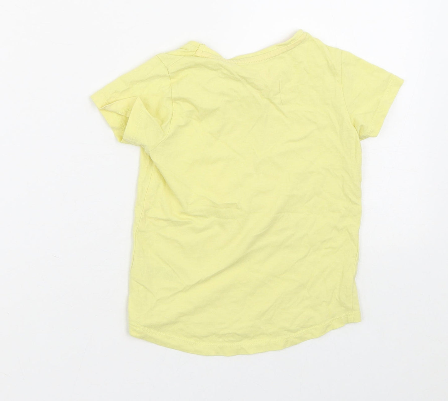 I LOVE MY TEE Girls Yellow  100% Cotton Pullover T-Shirt Size 2-3 Years Crew Neck  - Bunny