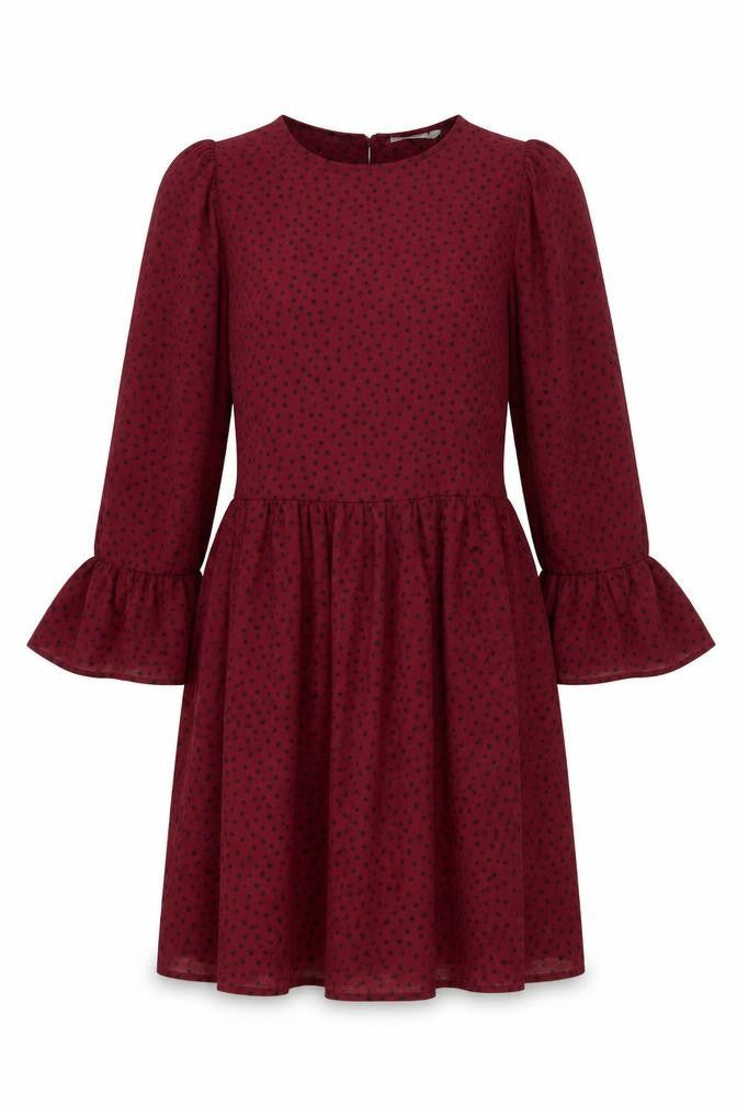 ASOS Womens Red Polka Dot Polyester A-Line  Size 12  Round Neck