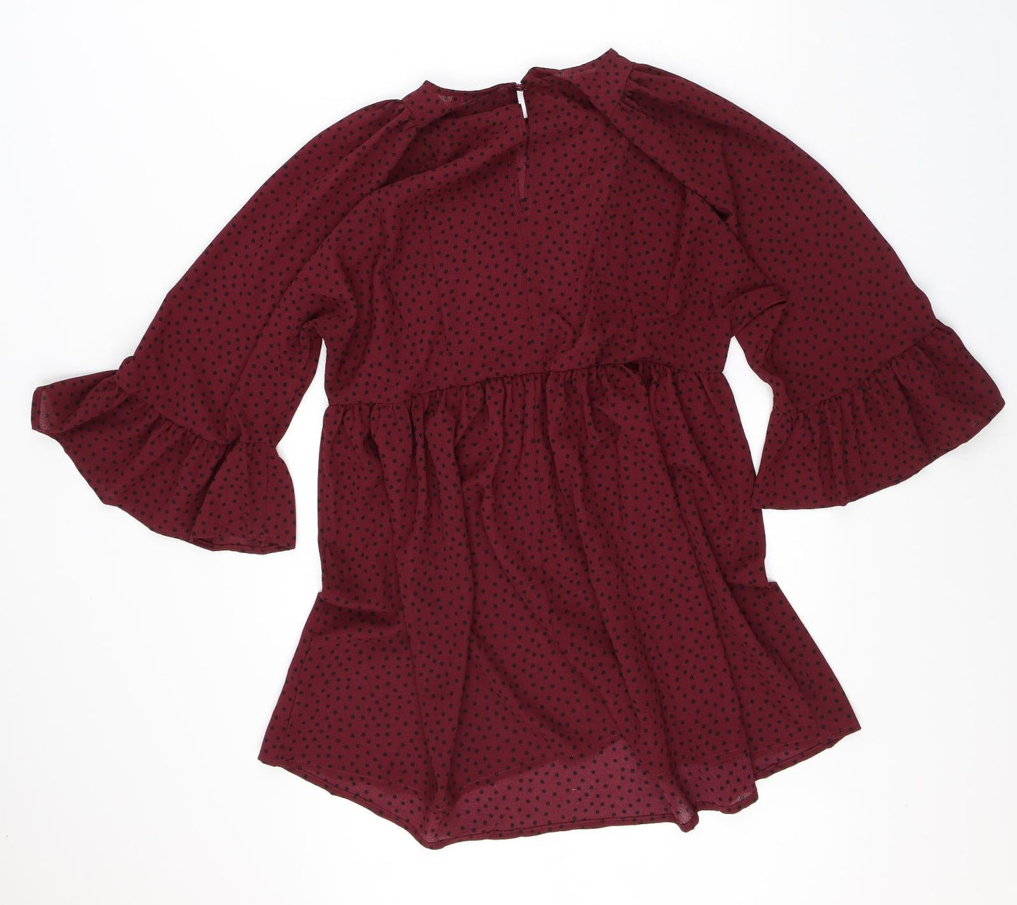 ASOS Womens Red Polka Dot Polyester A-Line  Size 12  Round Neck