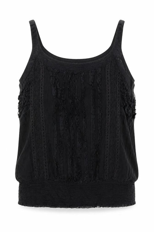 FRANSA Womens Black  Viscose Camisole Blouse Size L Round Neck