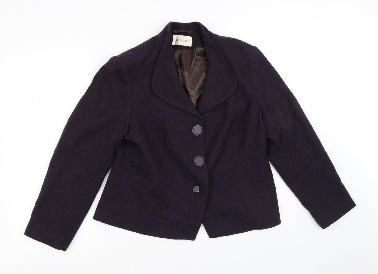 Minuet Womens Brown Striped  Jacket Blazer Size 16  Button