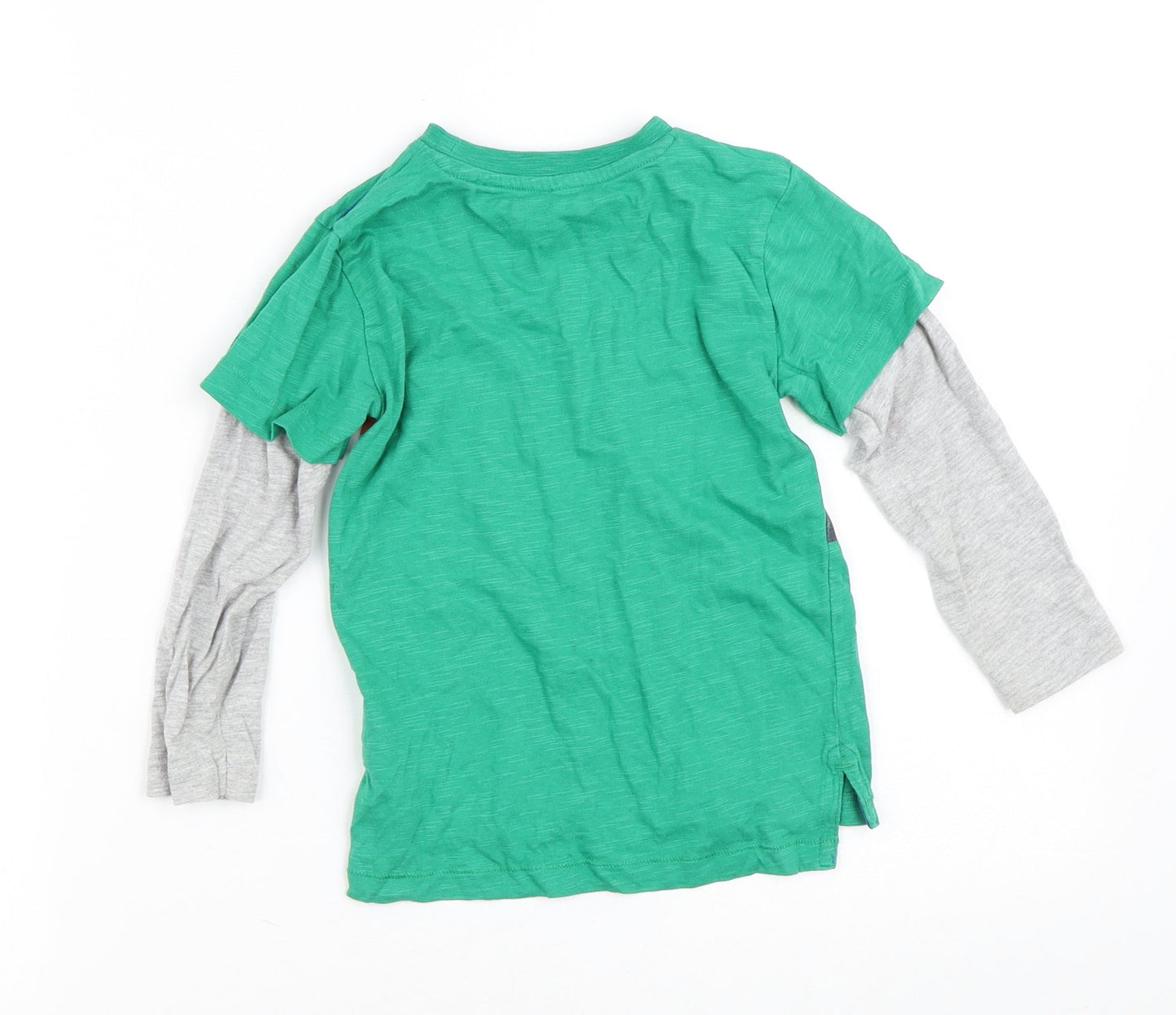 NEXT Boys Green Striped Cotton Basic Casual Size 2-3 Years Crew Neck