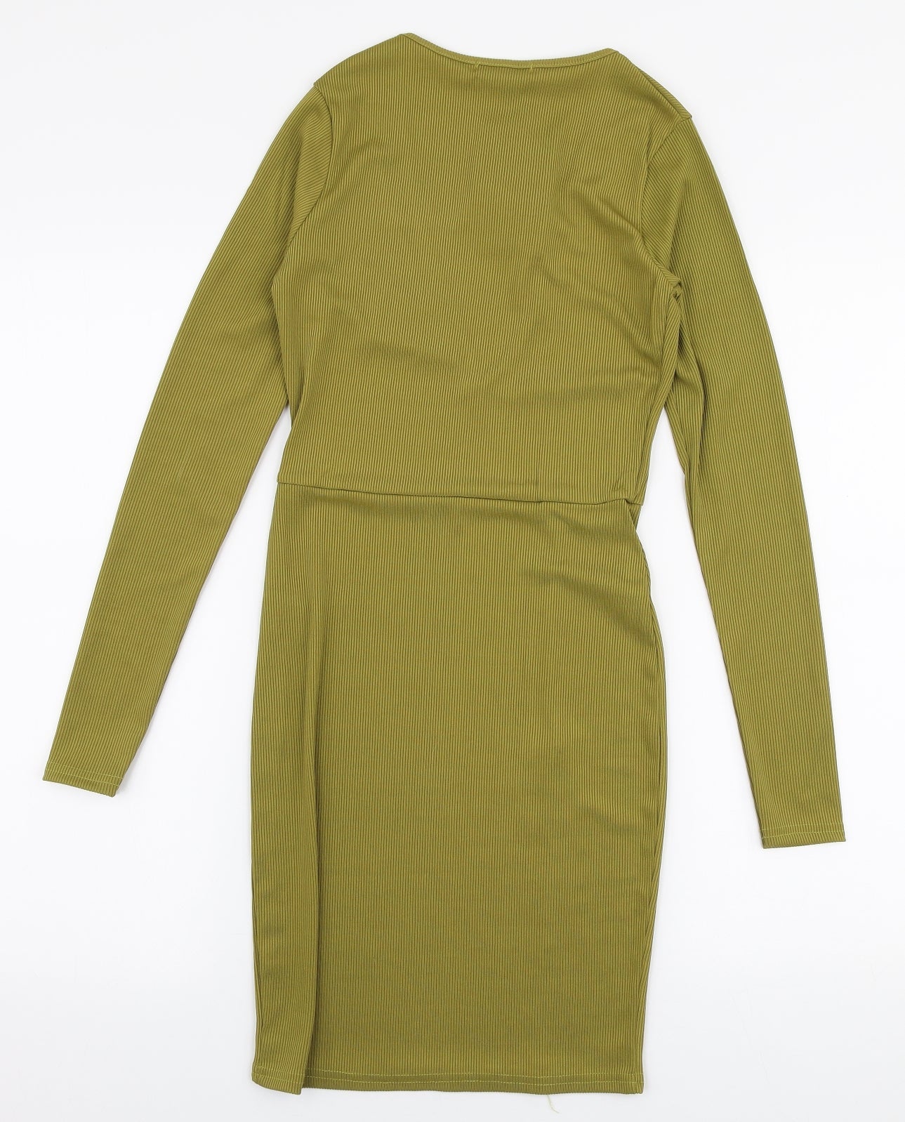 PRETTYLITTLETHING Womens Green  Polyester Bodycon  Size 8  V-Neck Pullover