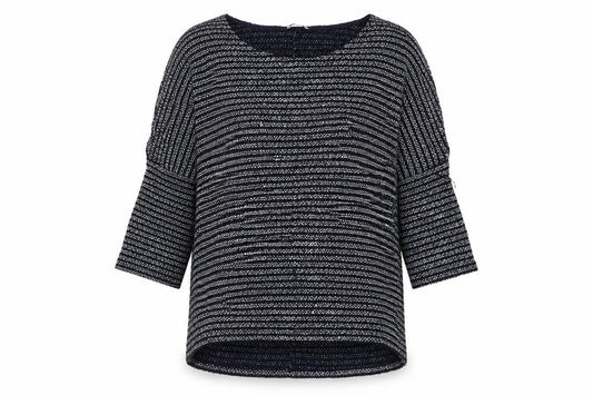 Apricot Womens Blue V-Neck Striped Acrylic Pullover Jumper Size S