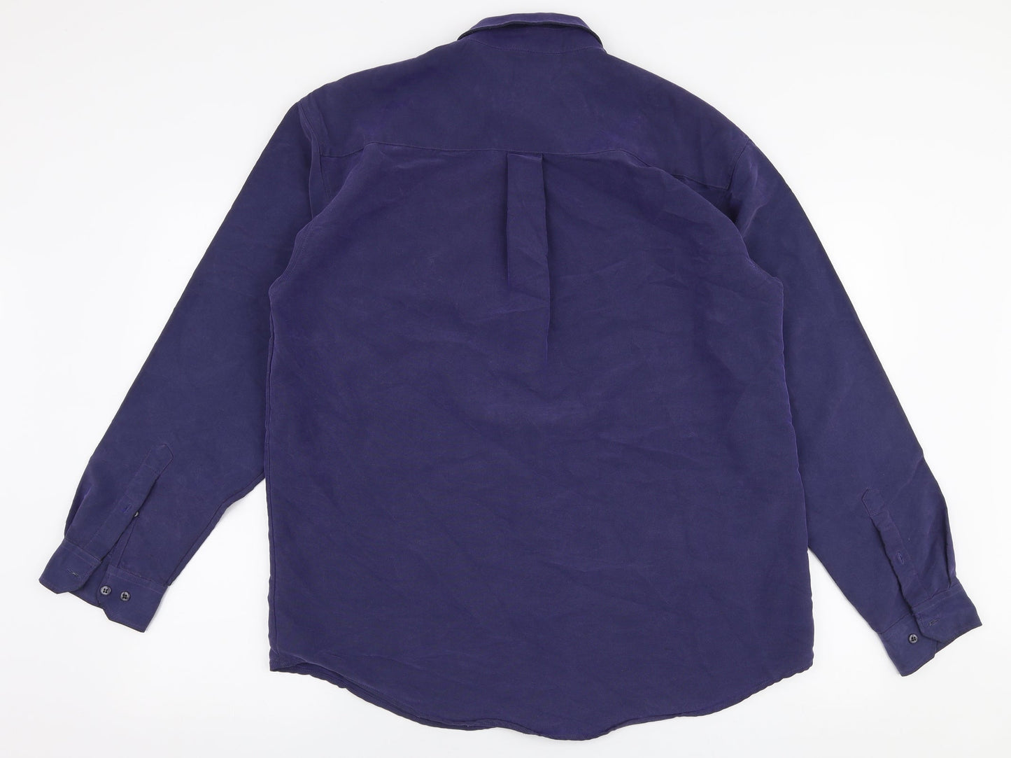 Tesco Mens Blue  Polyester  Button-Up Size M Collared Button