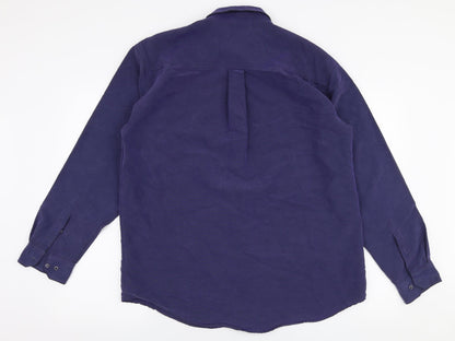 F&F Mens Blue  Polyester  Button-Up Size M Collared Button
