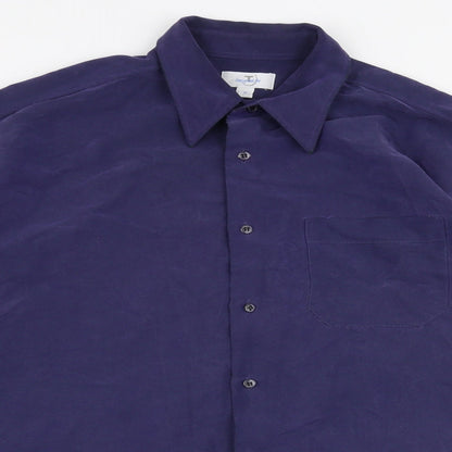 F&F Mens Blue  Polyester  Button-Up Size M Collared Button