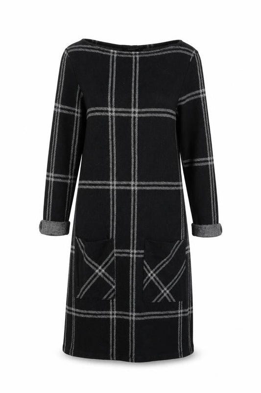 Atmosphere Womens Black Plaid Polyester A-Line  Size 6  Round Neck Pullover