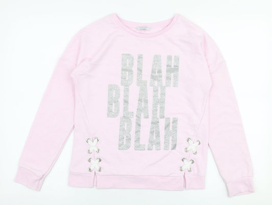 Primark Girls Pink  Polyester Pullover Sweatshirt Size 11-12 Years  Pullover