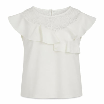 Jessica Wright Womens White  Polyester Basic Blouse Size 12 Round Neck - Lace Detail