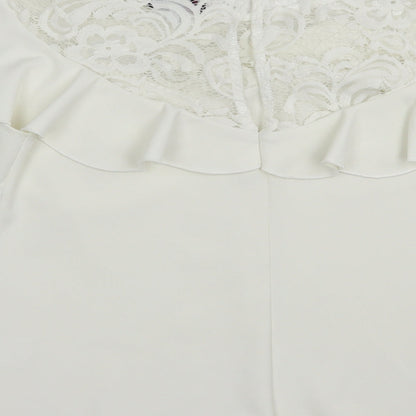 Jessica Wright Womens White  Polyester Basic Blouse Size 12 Round Neck - Lace Detail