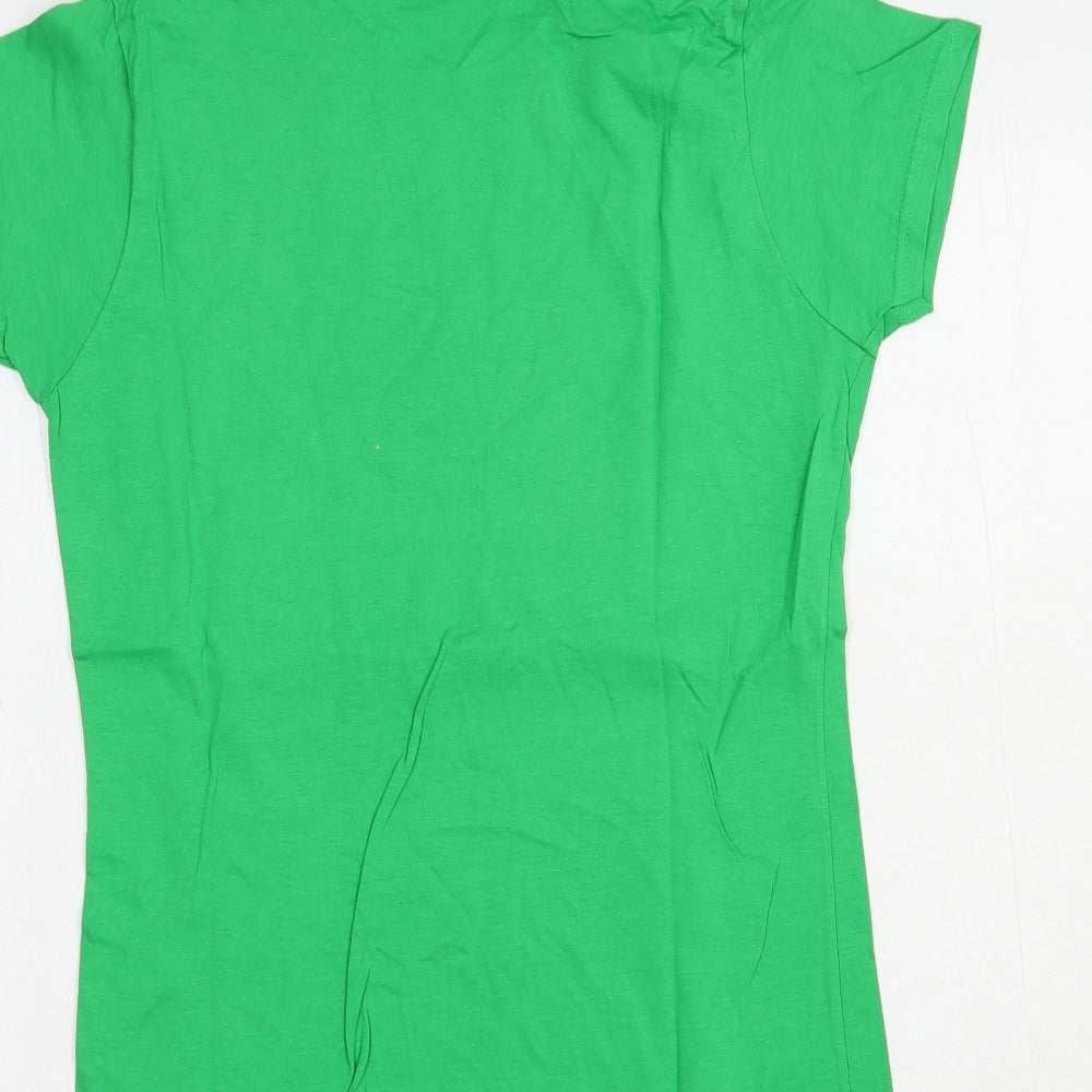 Gildan Womens Green  Cotton Basic T-Shirt Size M Crew Neck