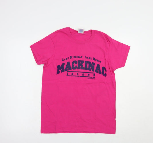 Gildan Womens Pink  Cotton Basic T-Shirt Size S Crew Neck